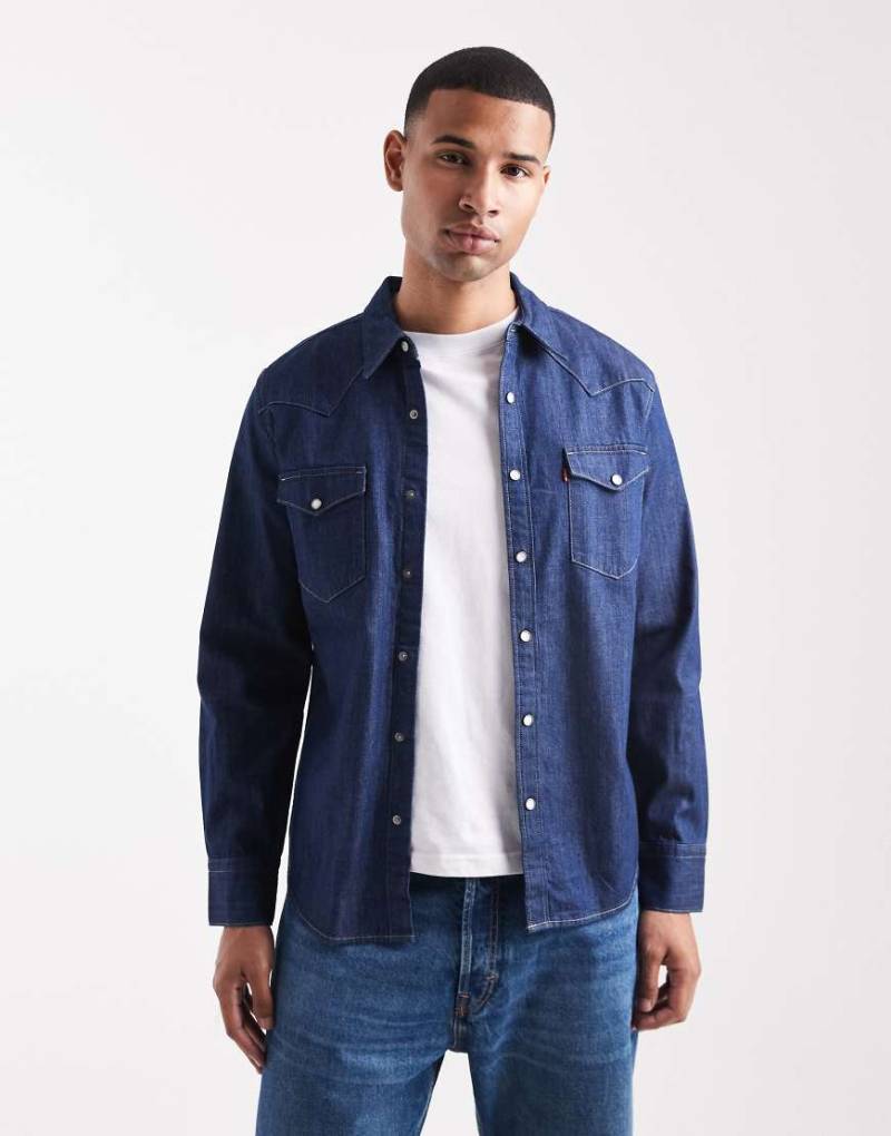 Levi's - Barstow - Standard Fit Western-Jeanshemd in dunkler Waschung-Marineblau von Levi's