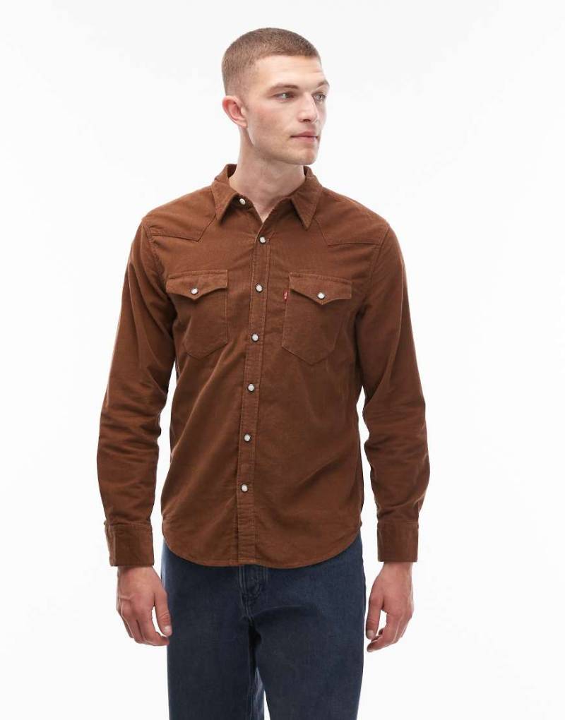 Levi's - Barstow - Western-Cordhemd in Hellbraun mit normaler Passform-Brown von Levi's