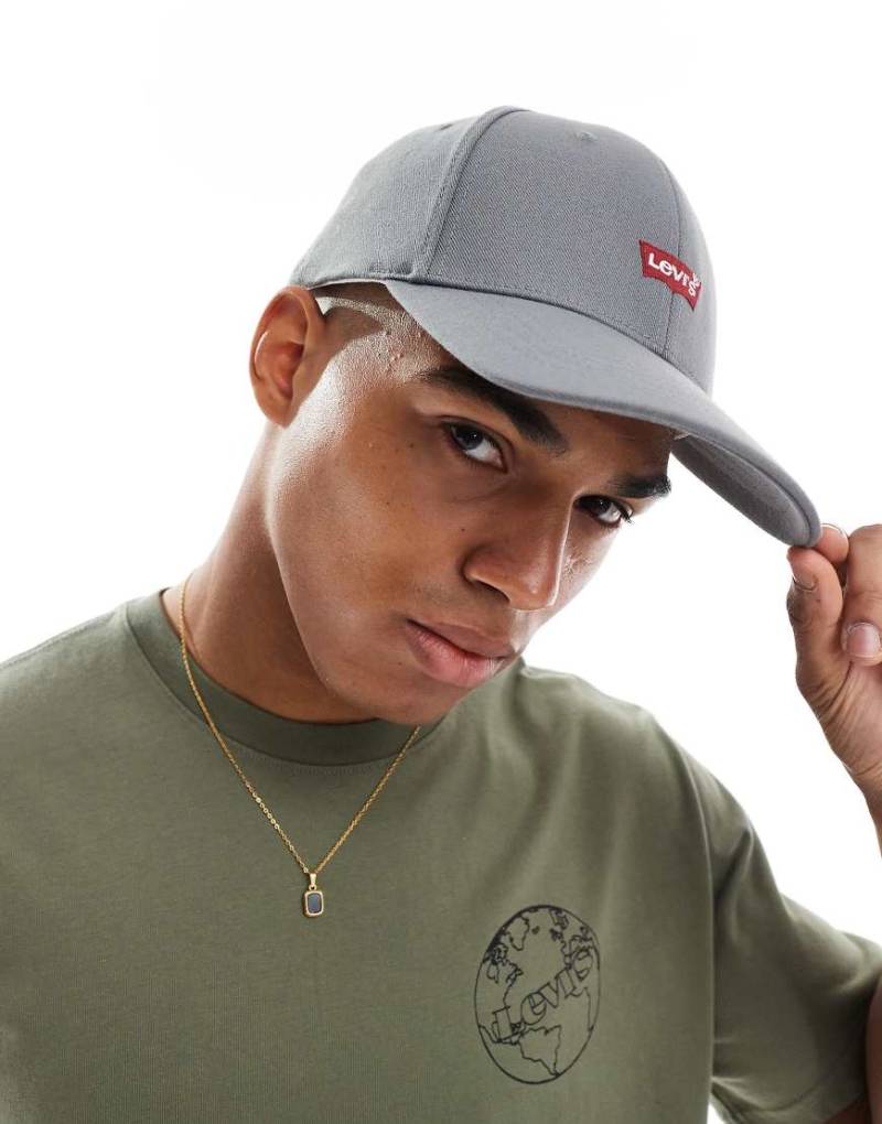 Levi's - Baseball-Kappe in Anthrazit mit Flexfit-Technologie und Fledermaus-Logo-Grau von Levi's