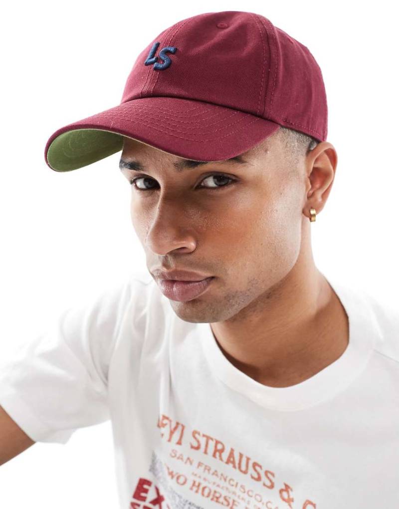 Levi's - Baseballkappe aus Twill in Burgunderrot mit Monogramm von Levi's