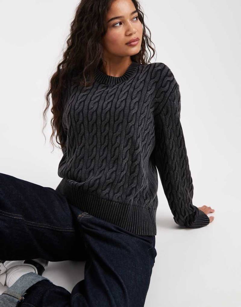 Levi's - Boyfriend-Strickpullover in Grau mit Zopfmuster von Levi's