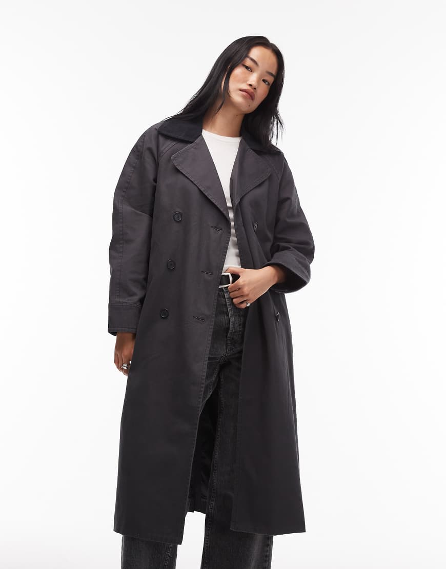 Levi's - Bree - Barn-Trenchcoat in verwaschenem Schwarz von Levi's