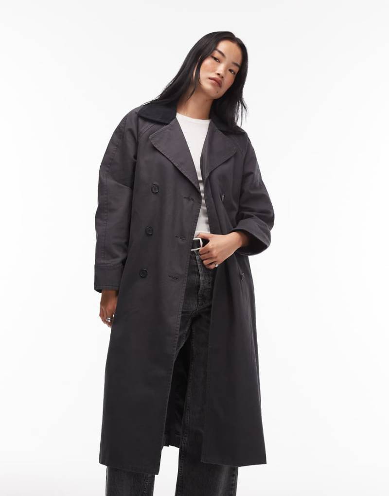 Levi's - Bree - Barn-Trenchcoat in verwaschenem Schwarz von Levi's