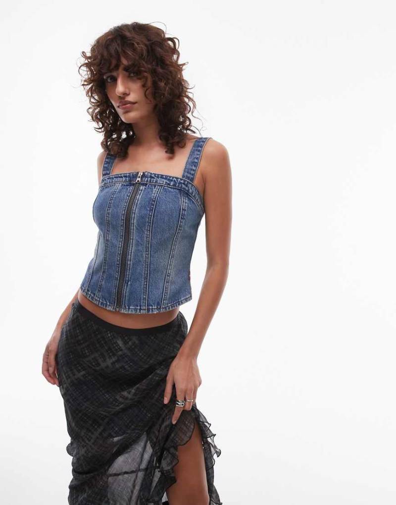 Levi's - Bustier-Oberteil aus Jeansstoff in Mittelblau von Levi's