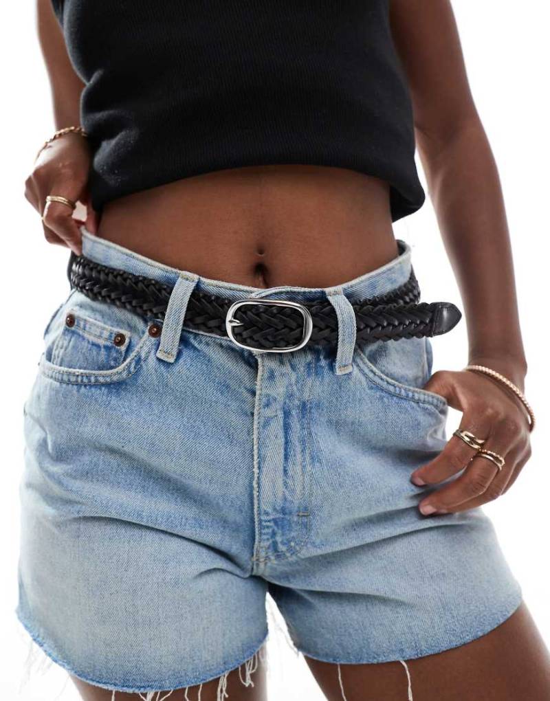 Levi's - Charlie - Gürtel in schwarzer Flechtoptik mit silberfarbener Schnalle von Levi's