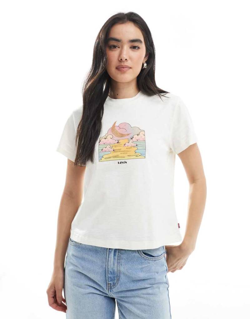 Levi's - Classic - T-Shirt in Weiß mit Mond-Grafikprint von Levi's