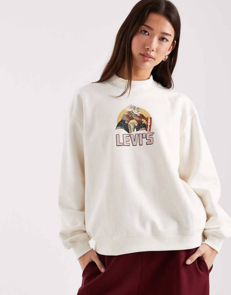 Levi's - Collins - Sweatshirt in Ecru mit Stehkragen und Western-Motiv-Weiß von Levi's