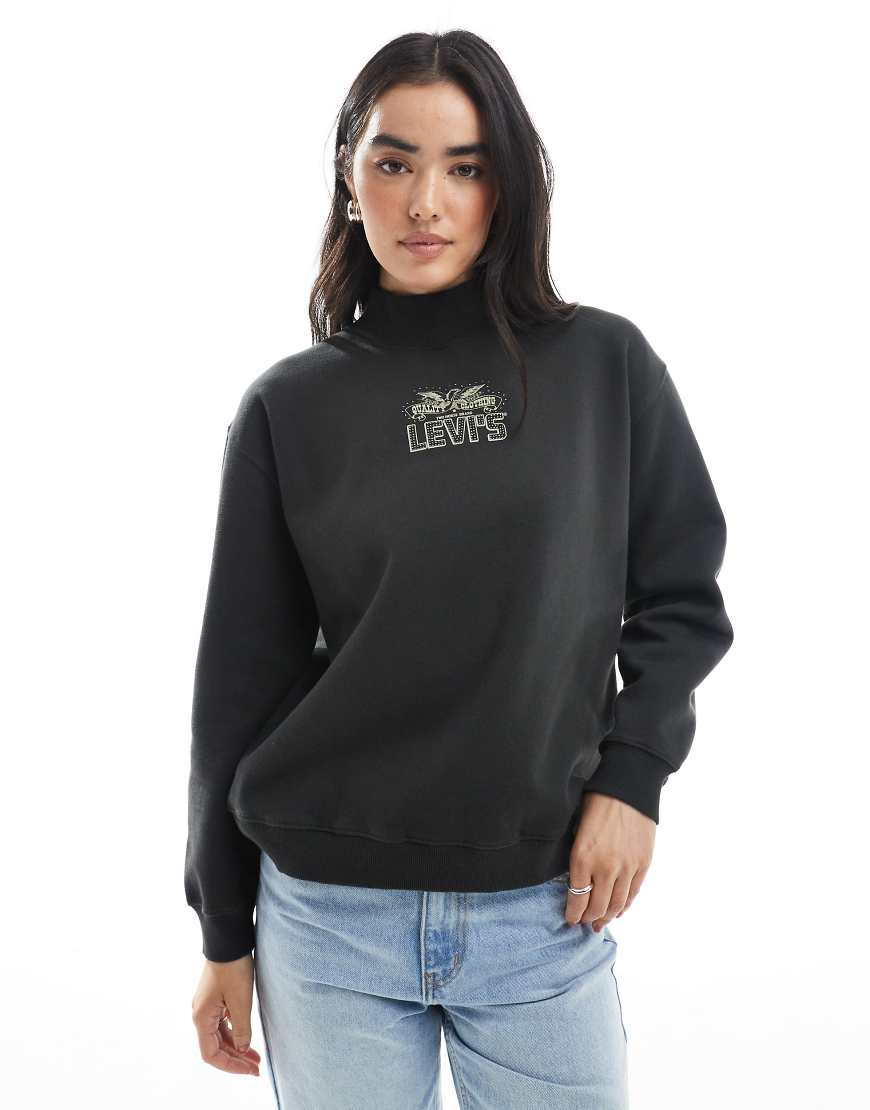 Levi's - Collins - Sweatshirt in Schwarz mit Stehkragen und verziertem Logo von Levi's