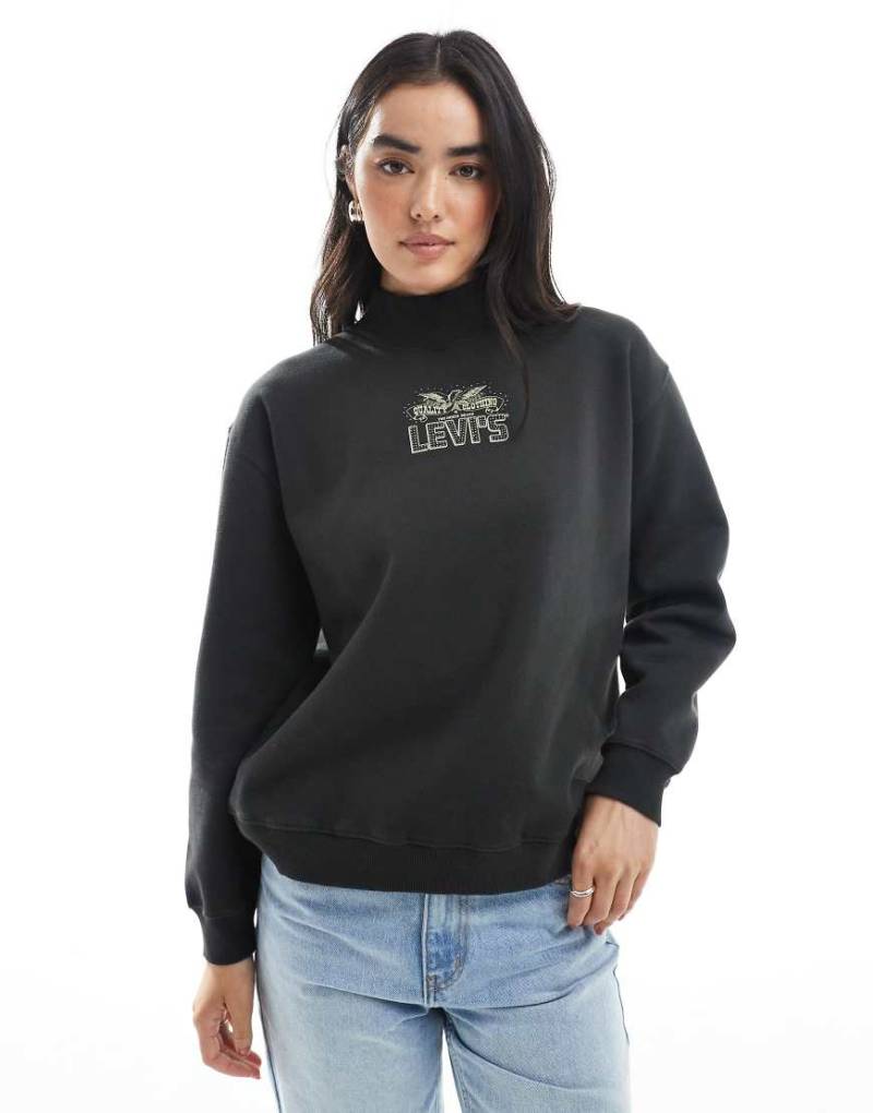 Levi's - Collins - Sweatshirt in Schwarz mit Stehkragen und verziertem Logo von Levi's