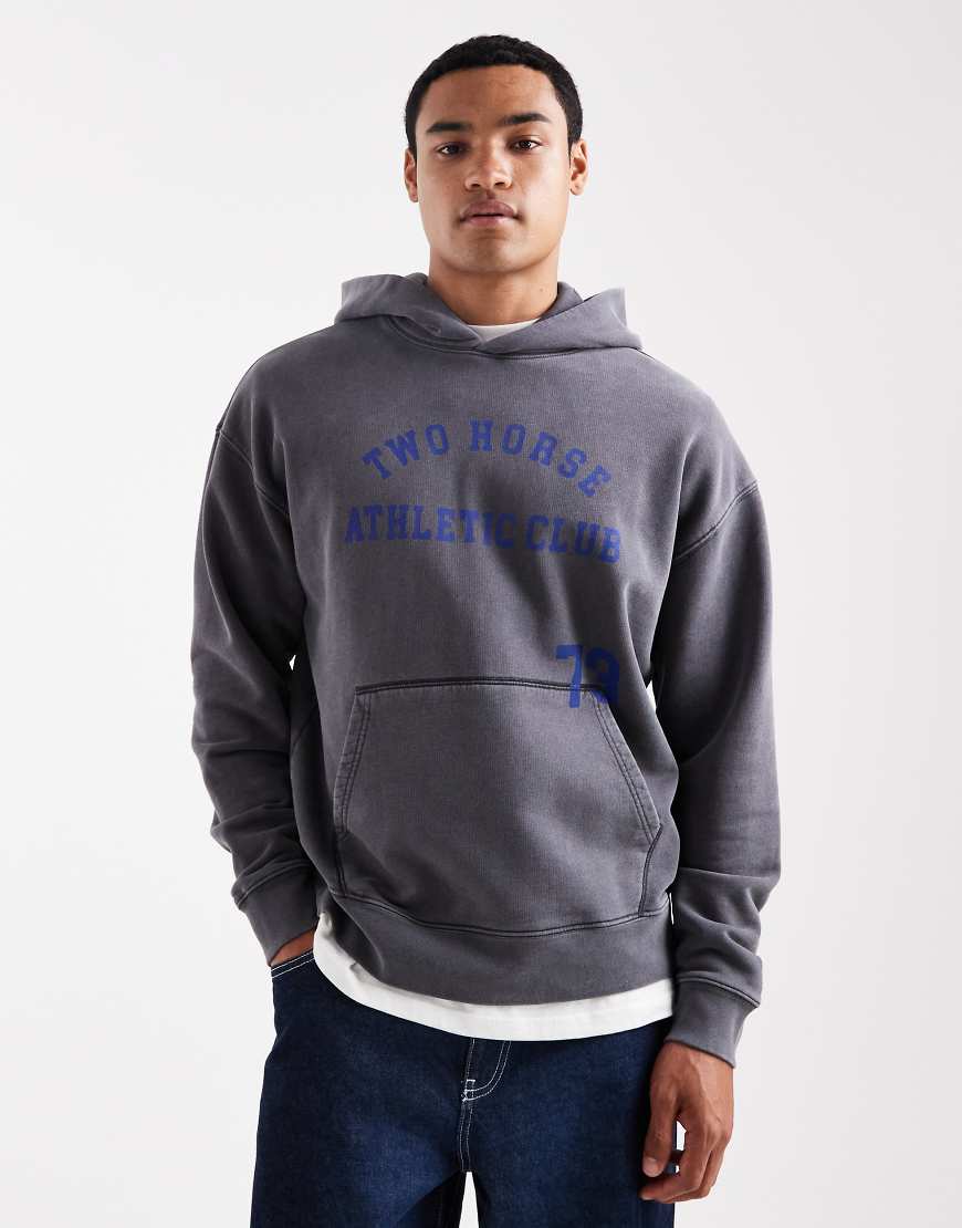 Levi's - Cropped-Kapuzenpullover in Anthrazit mit „Two Horse Athletic Club"-Aufdruck-Grau von Levi's