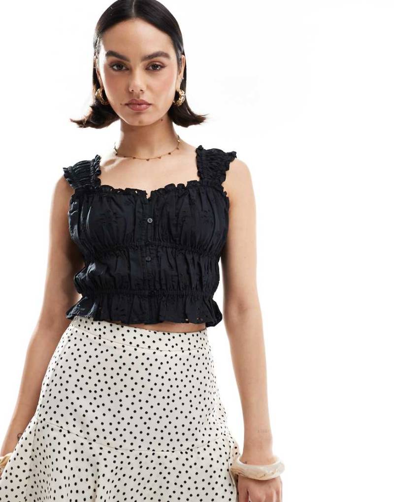 Levi's - Cropped Top in Schwarz mit Lochstickerei von Levi's