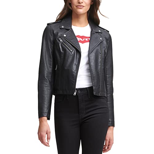 Levi's Damen Asymmetrische Motorradjacke aus Kunstleder Kunstlederjacke, schwarz, Medium von Levi's