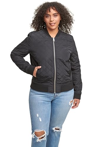 Levi's Damen Bomberjacke mit Rautenmuster Jacke, schwarz, L von Levi's