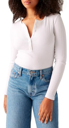 Levi's Damen Dry Goods VACATIONER LS Henley-Hemd, White +, XXS von Levi's