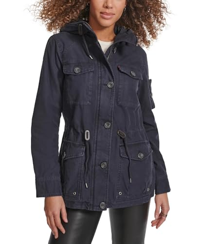 Levi's Damen Feldjacke mit Kapuze aus Baumwolle mit vier Taschen (Standard & Übergrößen) - Blau - XX-Large von Levi's