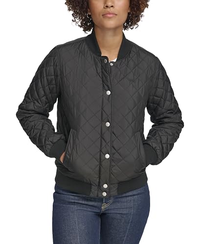 Levi's Damen Gesteppte Bomberjacke, Fronttaschen, Normale Größen Jacke, Schwarzes Sherpa-Futter, XS von Levi's