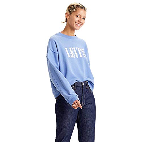 Levi's Damen Graphic Diana Crewneck Pullover Sweatshirt, Serif Logo Colony Blue, S von Levi's