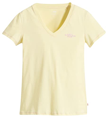 Levi's Damen Graphic Perfect Vneck T-Shirt, Boxy Sans Logo Powdered Yellow, M von Levi's