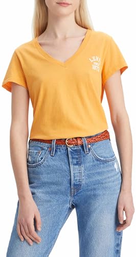 Levi's Damen Graphic Perfect Vneck T-Shirt, Levi's Since 1873 Golden Nugget, S von Levi's