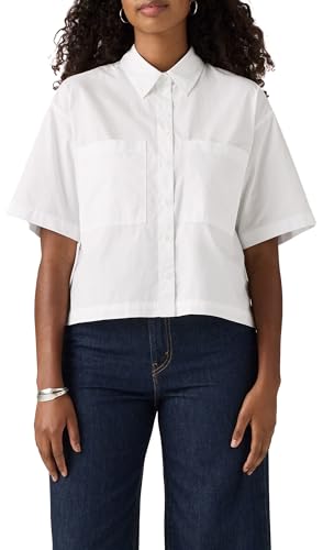 Levi's Damen Harlie Ss Cropped Shirt Hemd mit Button-Down-Kragen, Bright White, M von Levi's