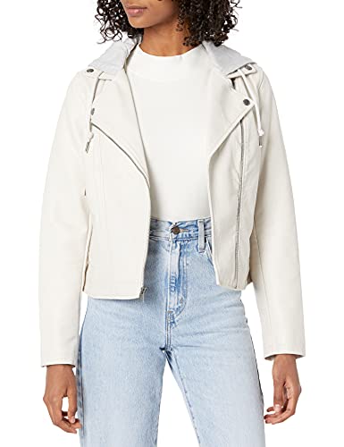 Levi's Damen Klassische Motorradjacke Jersey-Kapuze Jacke aus Kunstleder, Oyster Hooded, 46 von Levi's