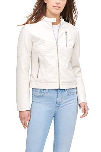 Levi's Damen Kunstleder Motocross Racer Jacke (Standard und Plus) - Weiß - Medium von Levi's