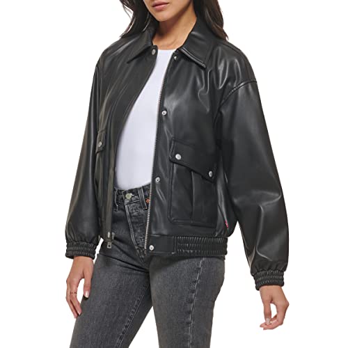 Levi's Damen Leichte Dad Bomberjacke Kunstleder, Schwarz, XS von Levi's