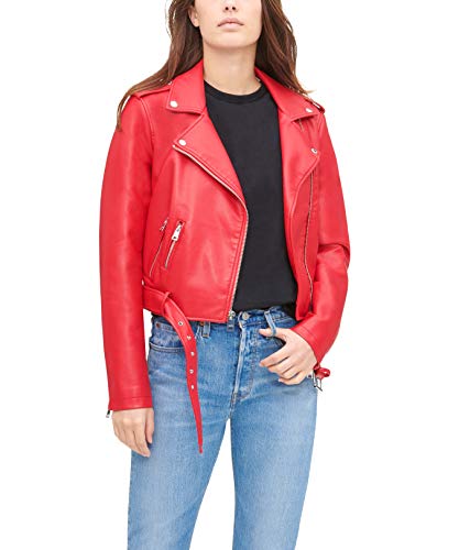 Levi's Damen Motorradjacke aus Kunstleder mit Gürtel (Standard-und Übergrößen) Kunstlederjacke, Rot/Ausflug, einfarbig (Getaway Solids), L von Levi's