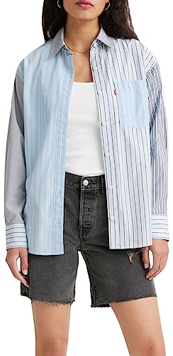 Levi's Damen Nola Oversized Shirt Hemd,Lorelai Stripe Omphalodes,L von Levi's