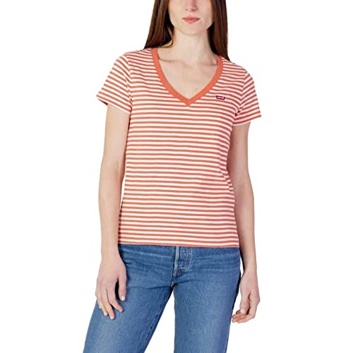 Levi's Damen Perfect V-Neck T-Shirt,Plain Jane Stripe Burnt Sienna,XXS von Levi's