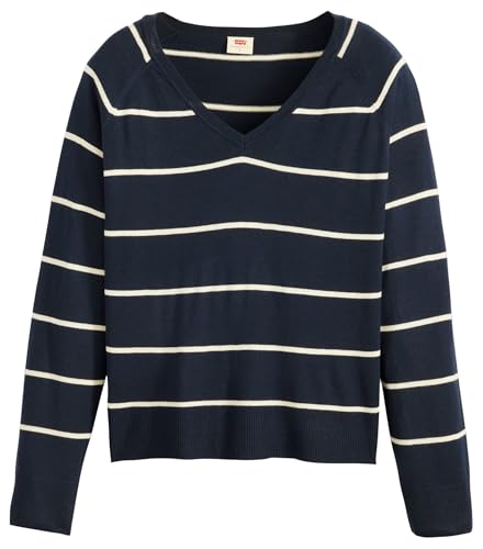 Levi's Damen Petal V-Neck Sweater Pullover, Stephanie Stripe NAV, M von Levi's