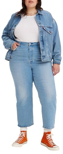 Levi's Damen Plus Size Ribcage Straight Ankle Jeans, Light Indigo Worn In, 18 M von Levi's