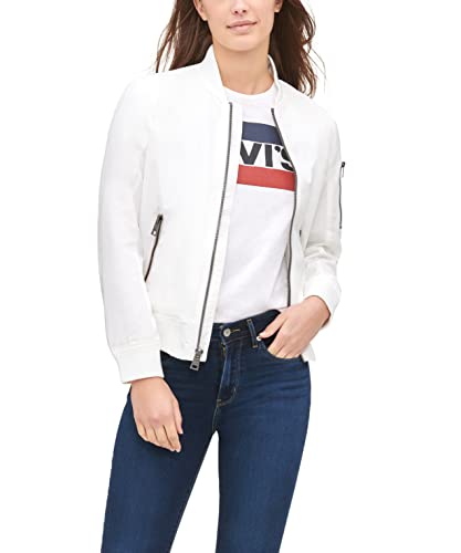 Levi's Damen Poly Bomber Jacket with Contrast Zipper Pockets Übergangsjacke, weiß, Medium von Levi's