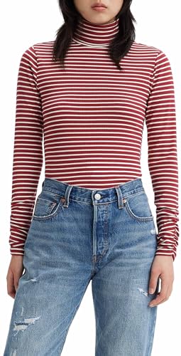 Levi's Damen Rusched Turtleneck Top, Dill Stripe Syrah, L von Levi's