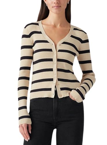 Levi's Damen Tulip Cardigan Redwood Stripe Creme Brulee Multi Colour M von Levi's