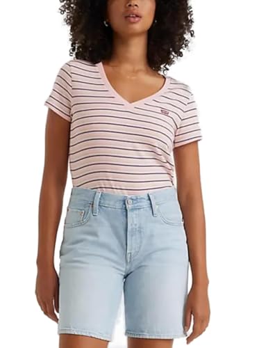 Levi's Damen V-Neck Perfect Vneck Multi-Color, Cool Stripe Chalk Pink, XXS von Levi's