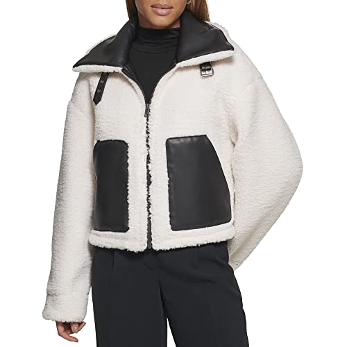 Levi's Damen Wendbarer Shorty aus Sherpa-Kunstleder Wendejacke, schwarz/Creme, S von Levi's