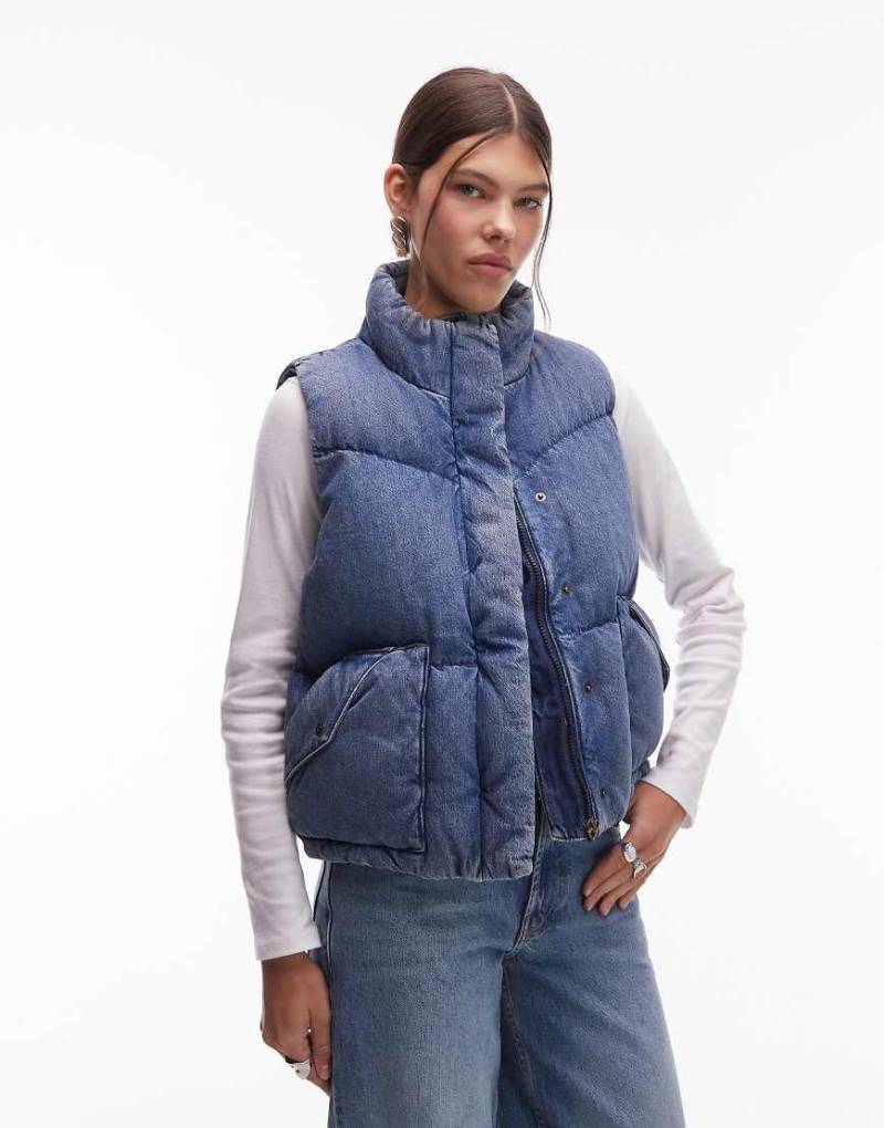 Levi's - Denim-Steppweste im Western-Design in Blau von Levi's