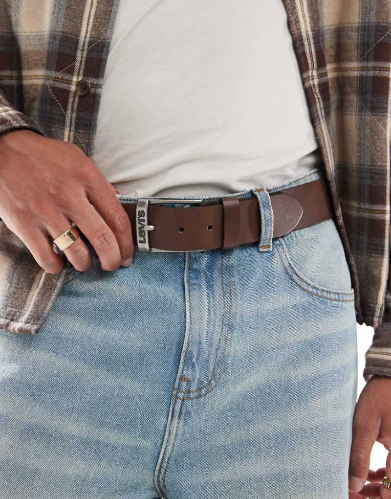 Levi's - Duncan - Gürtel aus Leder in Dunkelbraun mit Logoschnalle von Levi's