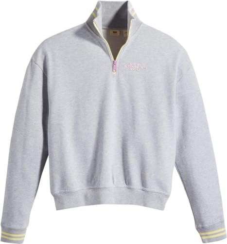 Levi's Women's Graphic Rue 1/4 Zip Crewneck Sweater, Logo Starstruck Heather Grey, L von Levi's