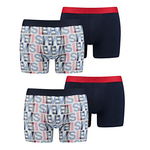 Levi`s Herren Boxershorts, Logo AOP Boxer Brief, 4 Stück (M, Blue) von Levi's