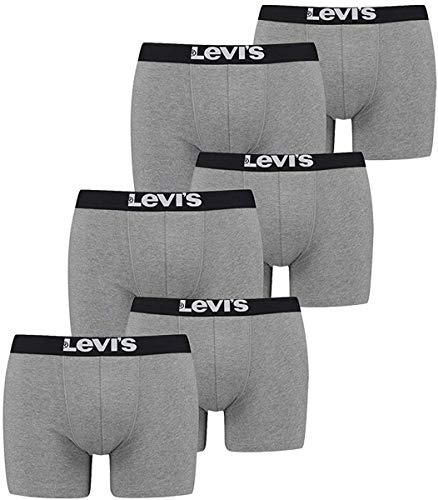 Levi's Herren Boxershorts 6er Pack - Solid Basic Boxer Brief - 905001001 (Grau, L) von Levi's