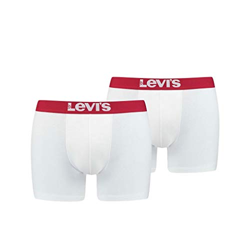 Levi's Herren Boxershorts Boxer Brief Unterhosen 905001001 2er Pack, Farbe:Weiß, Menge:2er Pack (1x 2er), Wäschegröße:S, Artikel:-317 White/White von Levi's