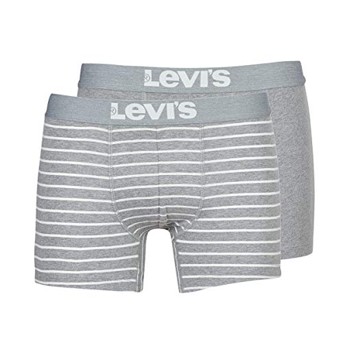 Levi's Herren Levis 200SF Vintage Stripe 0312 Boxer Brief Boxershorts, Grey (Middle Grey Melange), Small (2er Pack) von Levi's