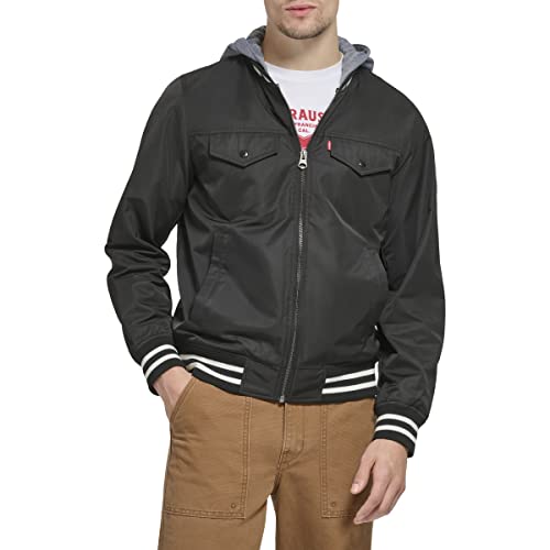 Levi's Herren Colorblock Varsity Bomberjacke Jacke, Schwarz mit Kapuze, XS von Levi's
