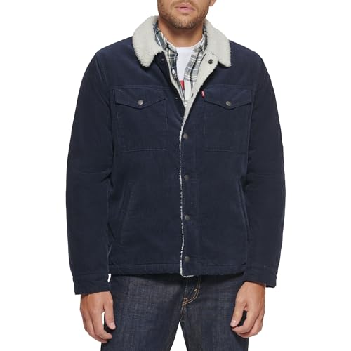 Levi's Herren Corduroy Sherpa gefütterte Trucker-Jacke (Standard und Big & Tall) Jeansjacke, Marineblau, XXL von Levi's
