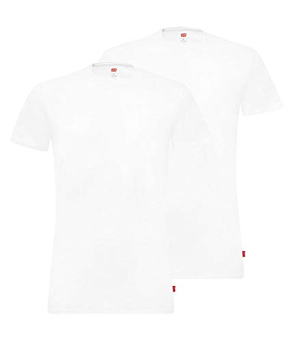 Levi's Herren Crew Neck T-Shirts Stretch Cotton 905055001 2er Pack, Farbe:Weiß, Menge:2er Pack (1x 2er), Größe:L, Artikel:-300 White von Levi's