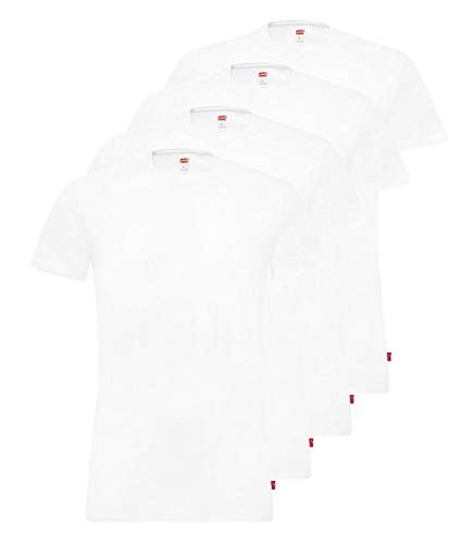 Levi's Herren Crew Neck T-Shirts Stretch Cotton 905055001 4er Pack, Farbe:Weiß, Menge:4er Pack (2X 2er), Größe:L, Artikel:-300 White von Levi's