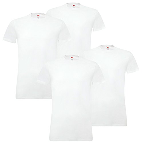 4er Pack Levis Solid Crew T-Shirt Men Herren Unterhemd Rundhals Stretch Cotton, Farbe:300 - White, Bekleidungsgröße:M von Levi's