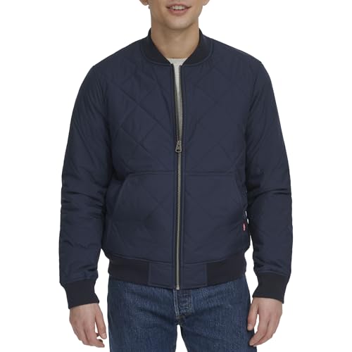 Levi's Herren Diamond Quilted Bomber Jacket Bomberjacke, Marineblaue aufgesetzte Tasche, XXL von Levi's